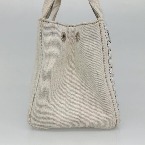 PRADA Bijoux Canapa Hand Bag Canvas 2way Gray Silver Auth KD142 - Picture 5 of 16
